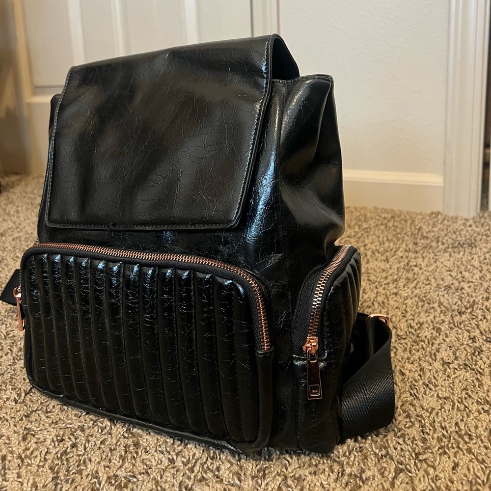 ASOS black pleather backpack